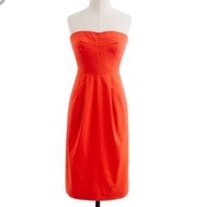 J. Crew strapless swissdot dress - flame red